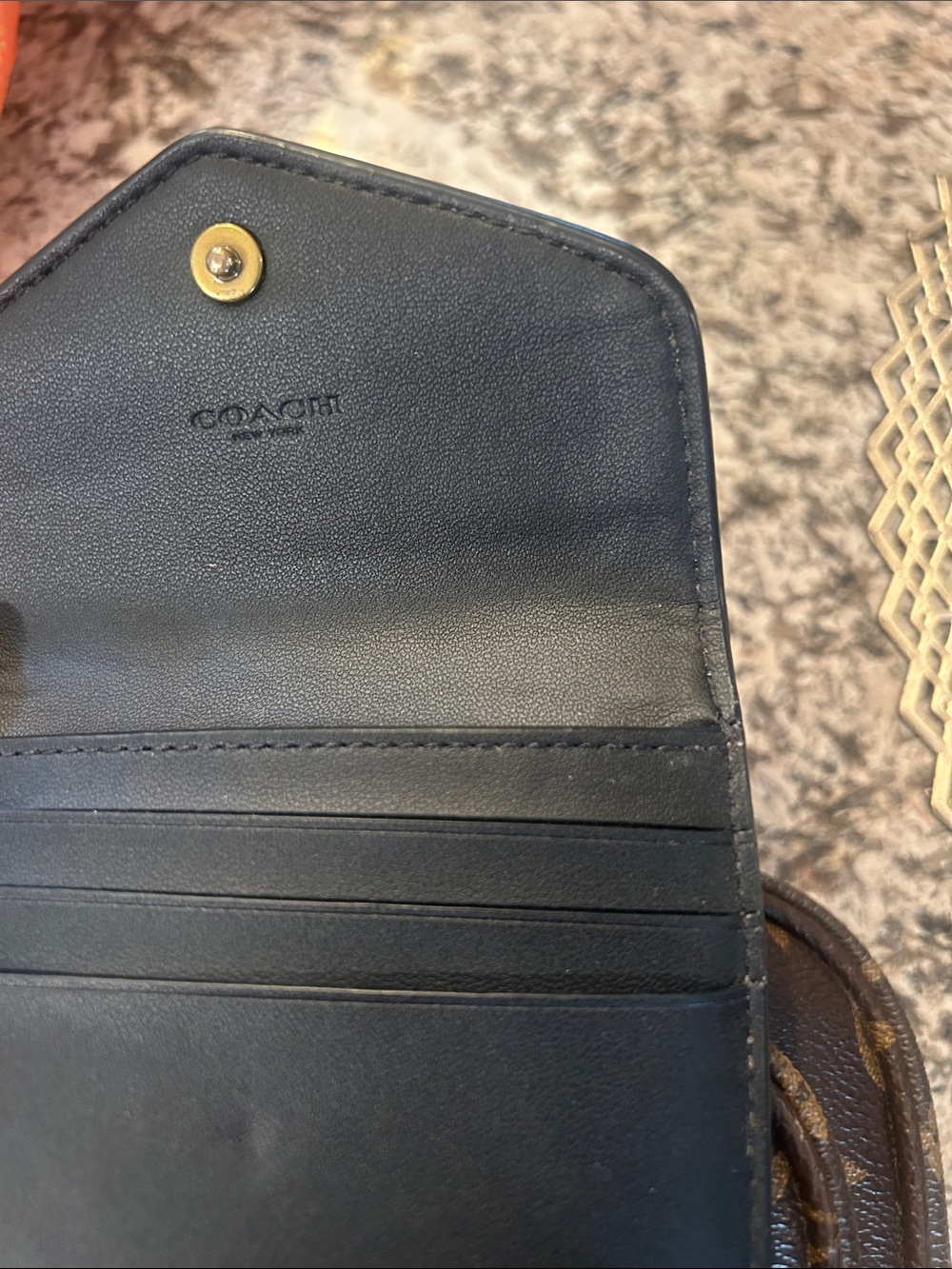 Coach Leopard-Print Small Leather Wallet in Tan and Black - Picture 2 of 5